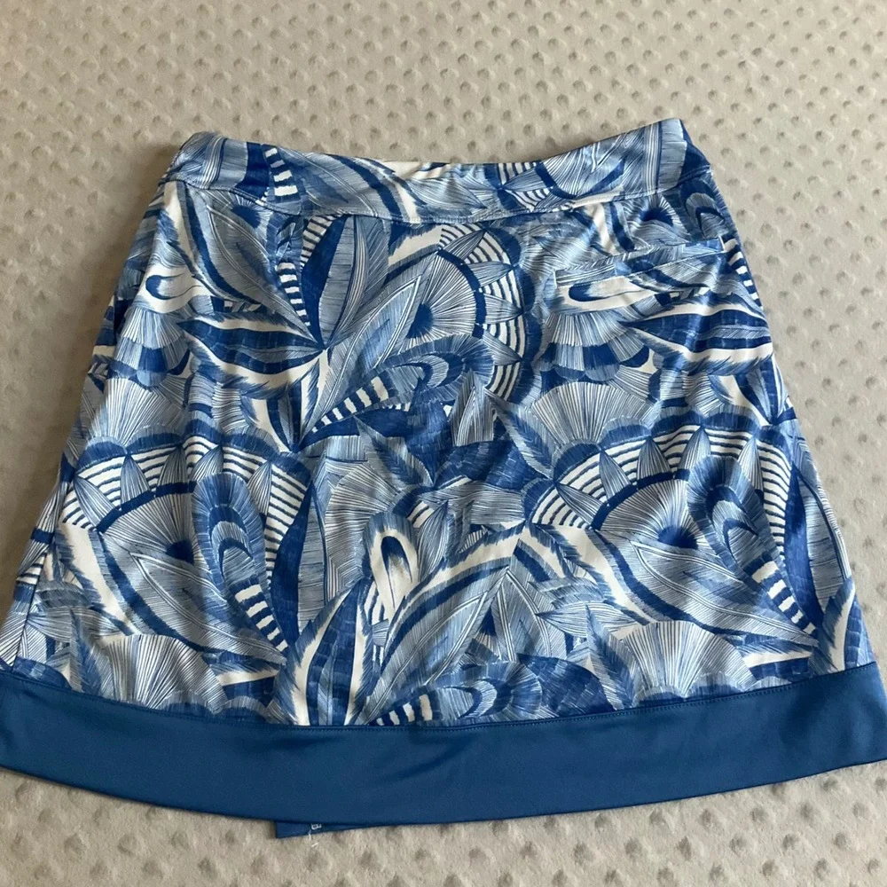 Greg Norman Skort Women Small Blue Tropical Print PlayDry Golf Tennis Active